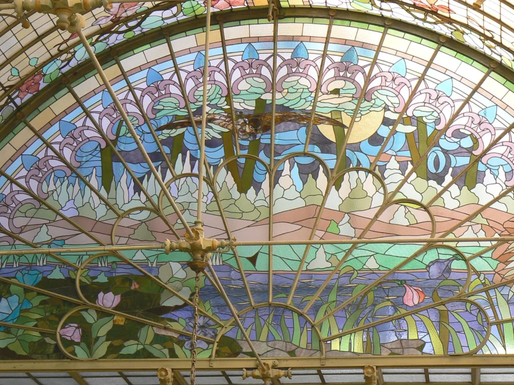 Glas-in-looddetail van de Wintertuin in Onze-Lieve-Vrouw-Waver